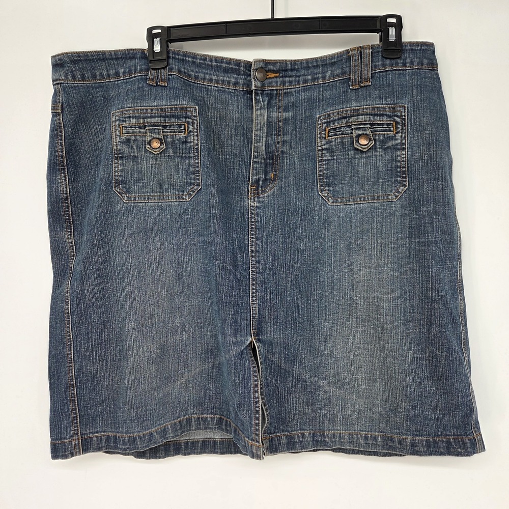 Vintage Y2K Venezia Blue Denim Jean Skirt Plus Size 22 Skirt